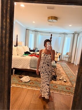 Leopard Spot Slip Dress - Cream and Black .massimodutt